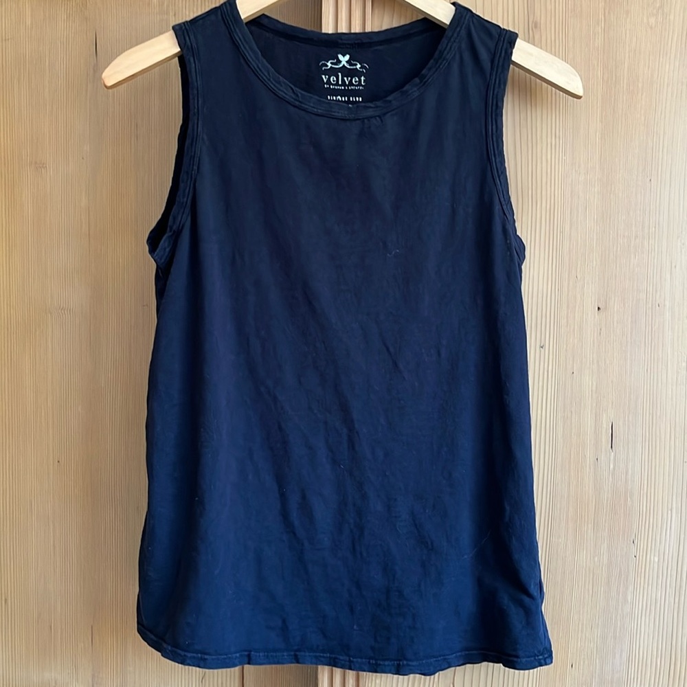 Velvet by Graham and Spencer Vintage slub tank top black xsmall